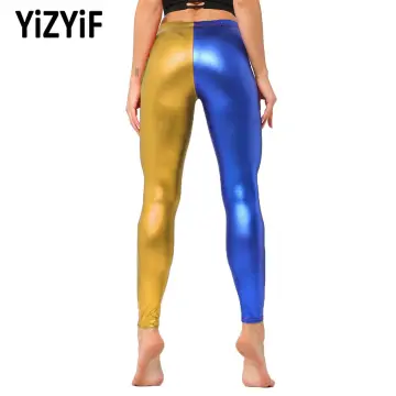 YiZYiF Women's Glossy Opaque Pantyhose Shiny High Waist Tights Yoga Pants  Training Sports Leggings