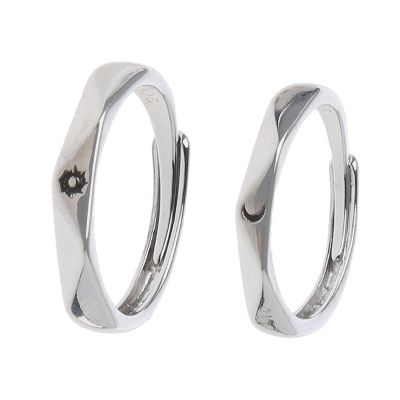 ชุดแหวนคู่ลายพระอาทิตย์และดวงจันทร์2ชิ้น,แหวนหมั้นแหวนแต่งงานชุดปรับได้สำหรับเขาและเธอเครื่องประดับแฟชั่น