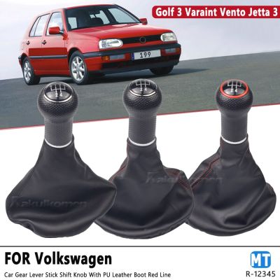 12มม. สำหรับ Volkswagen VW Golf 3 Varaint Vento Jetta 3 1992-1998เกียร์ธรรมดา5สปีดเส้นสีแดงเกียร์สีดำบูตหัวเกียร์ Nuopyue