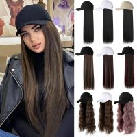 LANLAN Fashion Peaked Baseball Cap with Wig Piece Straight Hair Curly Hat