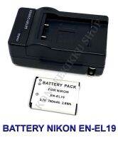 (Saving Set 1+1) EN-EL19  ENEL19 แบตเตอรี่และแท่นชาร์จสำหรับกล้องนิคอน Battery and Charger For Nikon Coolpix S32,S100,S2500,S2600,S2700,S2800,S3100,S3500,S3600,S4100,S4200,S4300,S4400,S5200,S5300,S6600,S6700,S6900