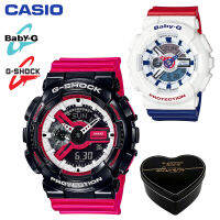 G-Shock Baby-G GA110 BA110 ชายและหญิงคู่กีฬานาฬิกากันน้ำและกันกระแทกเวลาโลกนำหน้าจอแสดงผลคู่ 4 ปีรับประกันสากล BA-110TR-7A GA-110RB-1A