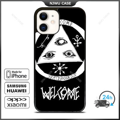 Welcome Skateboards Black Phone Case for iPhone 14 Pro Max / iPhone 13 Pro Max / iPhone 12 Pro Max / XS Max / Samsung Galaxy Note 10 Plus / S22 Ultra / S21 Plus Anti-fall Protective Case Cover