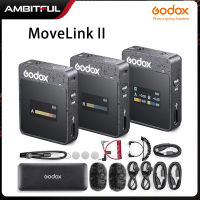 Godox 2.4GHz MoveLink II ไร้สายลาวาเลียร์ M1 M2เครื่องรับส่งสัญญาณไมโครโฟนรอบทิศทางสำหรับโทรศัพท์ DSLR กล้อง Smartphon