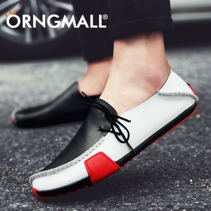 orngmall-รองเท้าหนังส้นเตี้ยสำหรับขับรถของมาใหม่-รองเท้าหนังลำลองรองเท้าแบบสวมแฟชั่นรองเท้าขนาดใหญ่ขี้เกียจ38-47