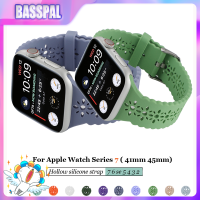 BassPal สายรัดข้อมือสำหรับ Apple Watch,สายนาฬิกาซิลิโคนบางลูกไม้ขนาด45มม. 41มม. 44มม. 42มม. 40มม. 38มม. สำหรับ I Watch 7 6 Se 5 4 3 2 1 T500