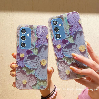 เคสนิ่มดอกไม้ศิลปะใหม่ Samsung A24 A54 A34 5G เคสโทรศัพท์ Galaxy A14 5G กรอบซิลิโคลนกันกระแทก Samsung GalaxyA54 5G