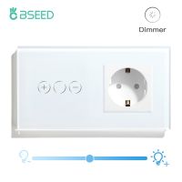 BSEED EU Standard Dimmable LED Light Switch 1Gang 1way Touch Switch Plus Normal Wall Socket USB Type-C Charge Port Outlets Power Points  Switches Save