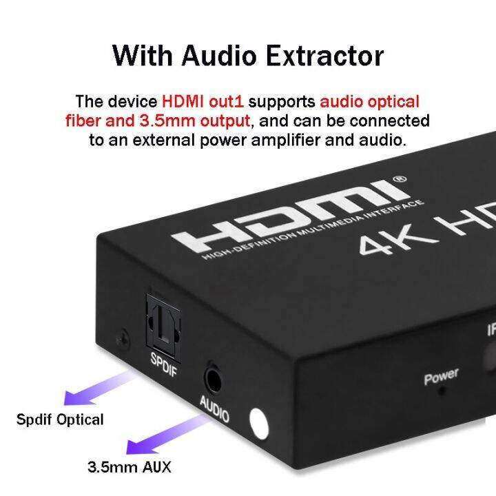 2x4สวิทช์เมทริกซ์-hdmi-4k-60hz-พร้อม-spdif-เครื่องแยกสัญญาณเสียง-matrix-ตัวแยกตัวสลับ-hdmi-2-in-4-hdcp2-2อะแดปเตอร์ภาพและเสียง