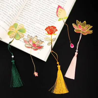 Hollow Carved Bookmark Lotus Bud Bookmark Gift Bookmark Brass Bookmark Flower Metal Bookmark Creative Metal Bookmark