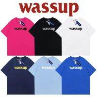 New popular logo wassup2022 summer mens and womens short sleeve T-shirt easing the tide half sleeve cotton clothes sweethearts outfit