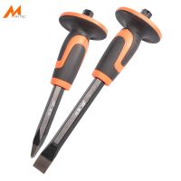 High Quality Masonry Chisel with Hand Guard Protector Pointed Flat Chisel CR-V Steel Soft Grip Handle Brick Cold Chisels 10/12