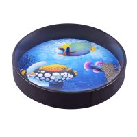 16/12 Inch Ocean Drum Wooden Handheld Sea Wave Drum Percussion Instrument Gentle Sea Sound Musical Toy Gift for Kids