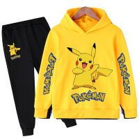 Pokemon Kids Clothes Baby Boys Costume Japan Anime Pokemon Tracksuit Tops Pants 2PCS Children Boy Winter Cotton Outfits Sets