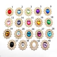 10pcs/lot 28*25MM Rhinestone for Needlework Sewing Flower Buttons for Clothing Diy Manualidades Hair Accessories Decorative Haberdashery