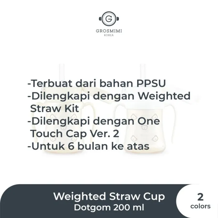 Jual GROSMIMI PPSU DOTGOM Weighted Straw Cup (300ml)