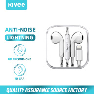 Tai nghe iphone bluetooth có dây hãng Kivee kèm cửa sổ cảnh báo, đầu tai nghe màu trắng có nút điều chỉnh âm lượng ở giữa phù hợp với iphone iphone11 thumbnail