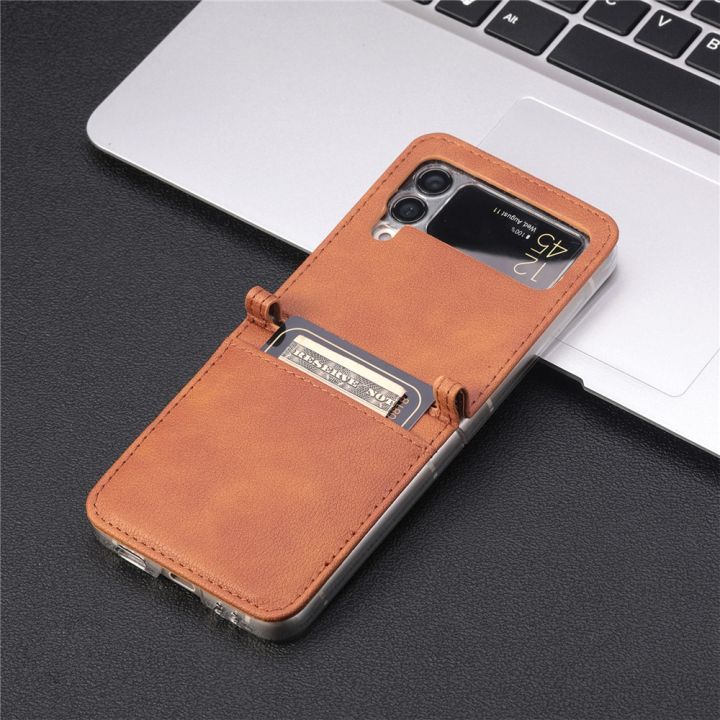 enjoy-electronic-matte-leather-card-slot-holder-cover-for-samsung-galaxy-z-flip-4-3-5g-2022-case-luxury-wallet-shockproof-phone-cases-coque-funda