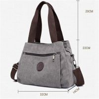 Women Men Canvas Shoulder Bag Casual Hobo Handbag Messenger Crossbody Tote Bag Multi-pocket Bags for Women