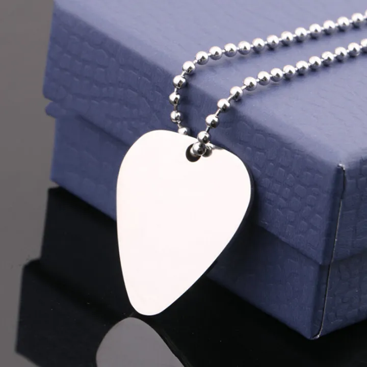 Guitar Pick Silver Necklace Guitar Necklace Neck Picks Guitar Pick With