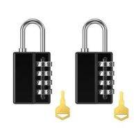 Oria 2Pcs 4 Digit Padlock Combination With Key For School Gym Locker Fence Toolbox Case Strong Steel Key Lock With Key