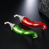 Chili Brooches Vegetable Green Pepper Badges Brooch Personality Diamond Plant Corsage Clothing Accessories jewelry pins Fashion Brooches Pins