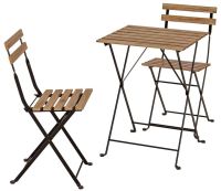 แทร์นเออ โต๊ะ+เก้าอี้ 2 ตัว กลางแจ้ง, ดำ/ย้อมสีน้ำตาลอ่อน (TÄRNÖ Table+2 chairs, outdoor, black/light brown stained)