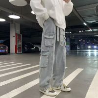 Spot Factory Outlet European And American High Street Hip -Hop Making Old Multi -Pocket Straight Jeans MenS Tide Brand