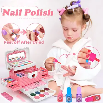 32Pcs Make Up Set for Kids Non Toxic Toys Girl Princess Makeup Kit Washable  Non Toxic Make Up Kit Toy Set with Mirror Retro Beauty Makeup Box