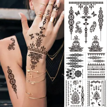 Wholesale Black Henna Lace Foot Hand Temporary Tattoos For Women Adult Girl  Butterfly Mandala Fake Tattoo Sticker Fashion Waterproof Tatoo From  malibabacom