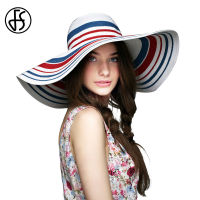 FS Sun Hats For Women Beach Spring And Summer Big Brim Dome Stripe Straw Hats Ladies Casual Travel Sunshade Hat Holiday Hat