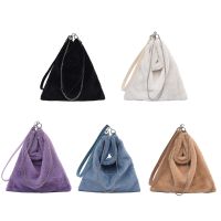 Fashion Women Solid Color Shoulder Bag New Winter Soft Plush Bucket Bag Faux Fur Shopping Bag Large Capacity Fluffy Chain Bags