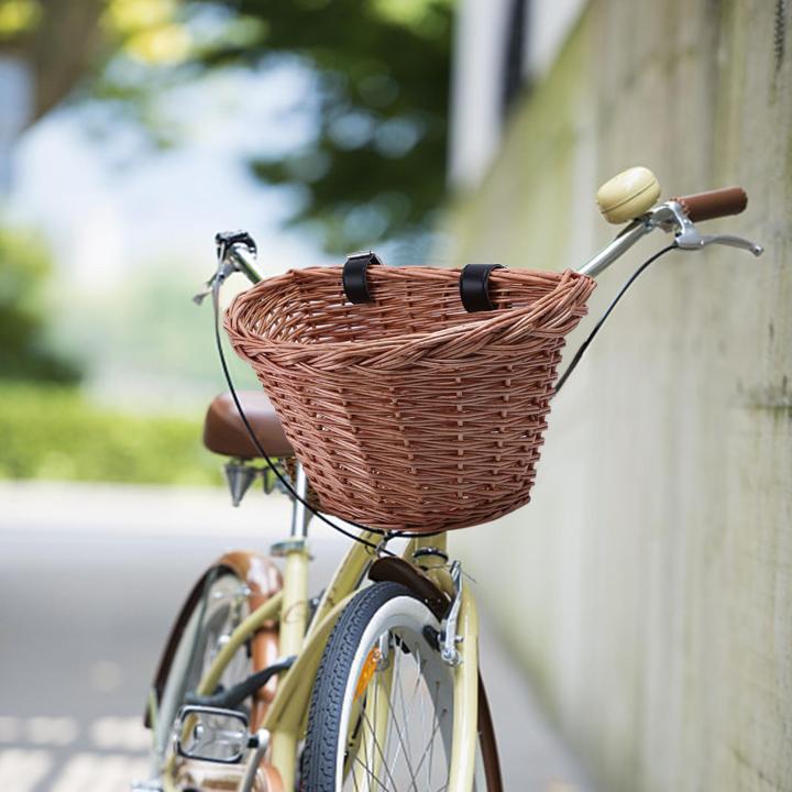 gispark-จักรยานตะกร้าแขวนแฮนด์จักรยานเดินทางจักรยานกันน้ำตะกร้าหวายของด้านหน้า