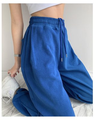 Blue Sweatpants สำหรับผู้หญิงฤดูร้อน Baggy กางเกงเอวสูง Jogger กางเกงขากว้างฤดูใบไม้ผลิผู้หญิงกางเกงกีฬาฤดูร้อน Sweatpants