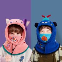 【YD】 Fleece Boys Outdoor Baby Hats with Hood Scarf Kids Neck Warmer Balaclava Children Cap Gloves