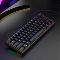 แป้นพิมพ์เกมเมอร์เมาส์แบบมีสายคีย์บอร์ดเล่นเกมสวิตช์สีฟ้า61Key แป้นพิมพ์ไฟ RGB Backlit พีซีสำหรับคีย์บอร์ดสำหรับเล่นเกมแล็ปท็อป PC มีในสต็อก