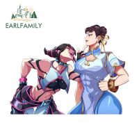 EARLFAMILY สติกเกอร์ติดรถยนต์ขนาด13ซม. X 9.8ซม.,สติ๊กเกอร์ติดรถ CHUN-LI กันรอยขีดข่วนตกแต่งสติ๊กเกอร์ติดรถยนต์ภาพกราฟิกกันน้ำบุคลิกภาพแล็ปท็อป