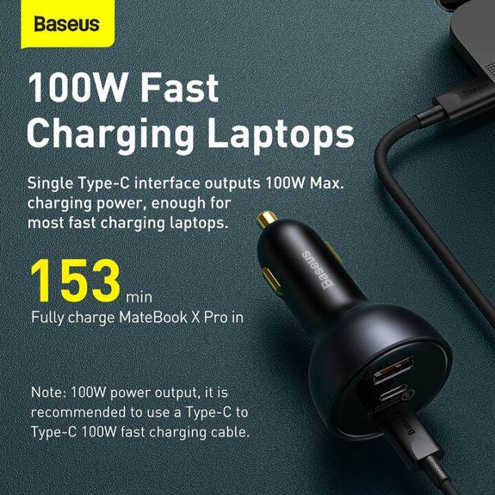 baseus-ที่ชาร์จที่ชาร์จแบตในรถเร็ว160w-5-0-qc-4-0-pd-3-0-usb-type-c-65w-สำหรับแล็ปท็อป-macbook-pro