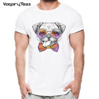 Vagarytees 2020 MenS Fashion Smilimg Pug With Sunglasses Print T-Shirt Novelty Funny French Bulldog Design Tops Cool Tee