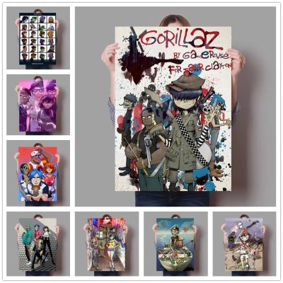 ผ้าใบพิมพ์รูปภาพผนังศิลปะจิตรกรรม Gorillaz ฮิปฮอปตกแต่งบ้าน Modular อะนิเมะการ์ตูนโปสเตอร์ห้องนั่งเล่นไม่มีกรอบ