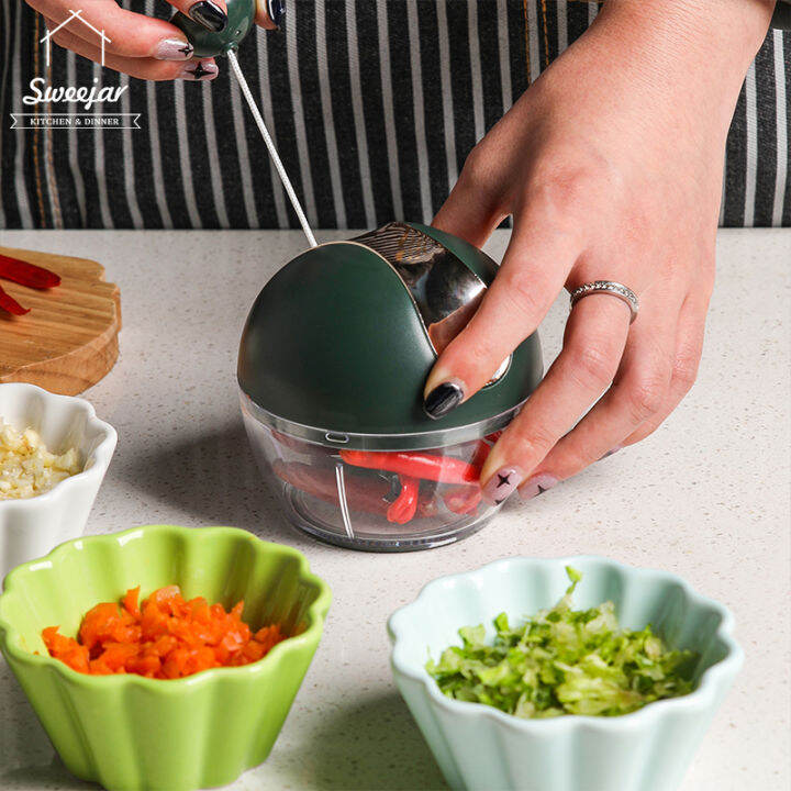 SWEEJAR Manual Meat Garlic Grinder Hand Pulled Chopper Blender Onion