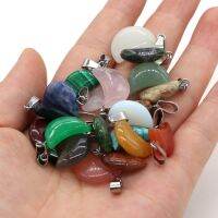 5pc Natural Stone Pendants Moon Shape India Agates/Opal Crystal for fashion Jewelry DIY Make Women Necklace Earrings