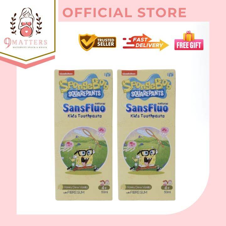 SansFluo Natural Kids Toothpaste With Fibregum 50ML (SPONGEBOB EDITION) Bundle of 2 Lazada PH