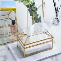 W04 Rectangular Mirror Glass Paper Tissue Box Decorative Glass Napkin Storage Box Facial Tissue Holder for Dresser Bathroom Bedroom