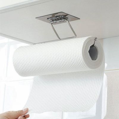 Stainless Steel Bathroom Towel Rack Self Adhesive Hook Organizer Hanging Toilet Paper Holder Kitchen Bathroom Accessories Bathroom Counter Storage