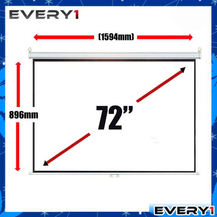 EVERY1 72 Solid Series Manual Matte White Wall Projector Screen 169