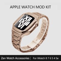 การดัดแปลงชุดแท่งสายเคสสำหรับ Apple Watch โลหะ7 6 5 4 SE 45มม. 41มม. 40มม. 44มม. สายกรอบนาฬิกาสายสำหรับ IWatch 7 6