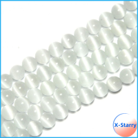 X-STARRY 6mm ครับ ลูกปัดหินธรรมชาติ 120ชิ้นค่ะ สีขาวขาว ลูกปัดตาแมวสีขาว อัญมณีกึ่งมีค่า กลมกลมๆ ลูกปัดเรียบลื่น สำหรับกำไลข้อมือ