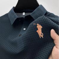 Nuova Polo Estiva Di Marca In Tessuto Di Seta Da Uomo Manica Cortaspirante Confortevole Top ธุรกิจลำลอง Polo เสื้อยืด Da Uomo