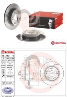 08 A327 11 จานเบรค ล้อ R (ยี่ห้อ BREMBO) รุ่น UV HONDA Accord (ปลาวาฬ) ปี2003-2007